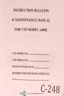 CTD-CTD A480E 16\" x 20\" Automatic Saw, Operation, Maintenance and Parts Manual-A480E-01